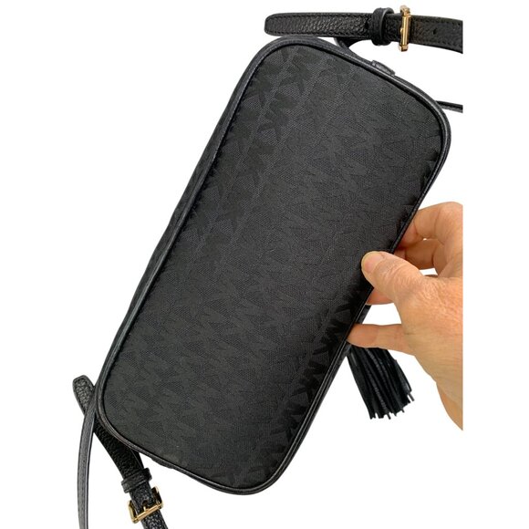 Michael Kors Bedford Black Signature Backpack Canvas Leather Tassel & Gold Hardw main image 8